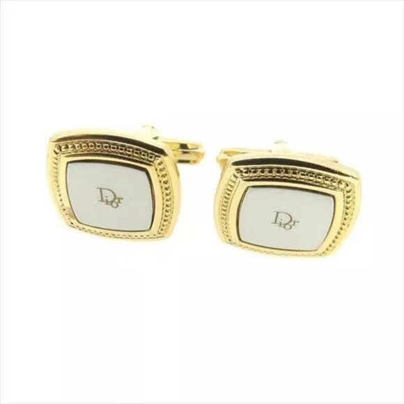 Dior cuffs Logo Gold Mens Authentic Used - Picture 1 of 8
